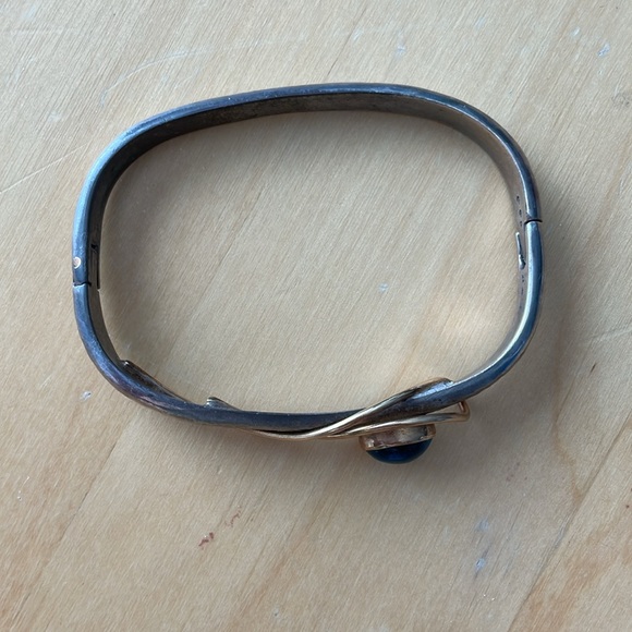 Sterling Silver, Gold and Moonstone Bracelet - Picture 2 of 4